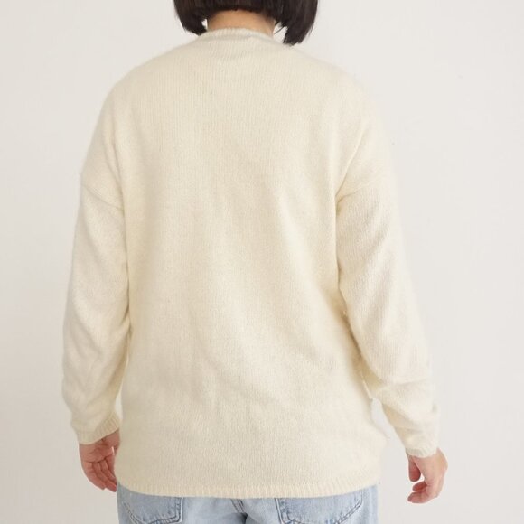 Vintage Ralsey Cream Knit w Pearls Beaded 56% Silk 10% Angora Sweater L - Picture 3 of 13